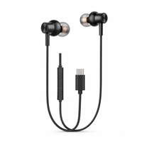 Practical Type C In-Ear Wired Earphone with Microphone Handsfree Earbuds Volume Adjustment 10mm Driver Bulk Wholesale