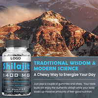 Complément alimentaire en gommes de Shilajit végétalien OEM ODM avec Chaga et Ashwagandha, 100% Acide Fulvique Pur, Sans Sucre, pour Hommes et Femmes, Soutien Énergétique