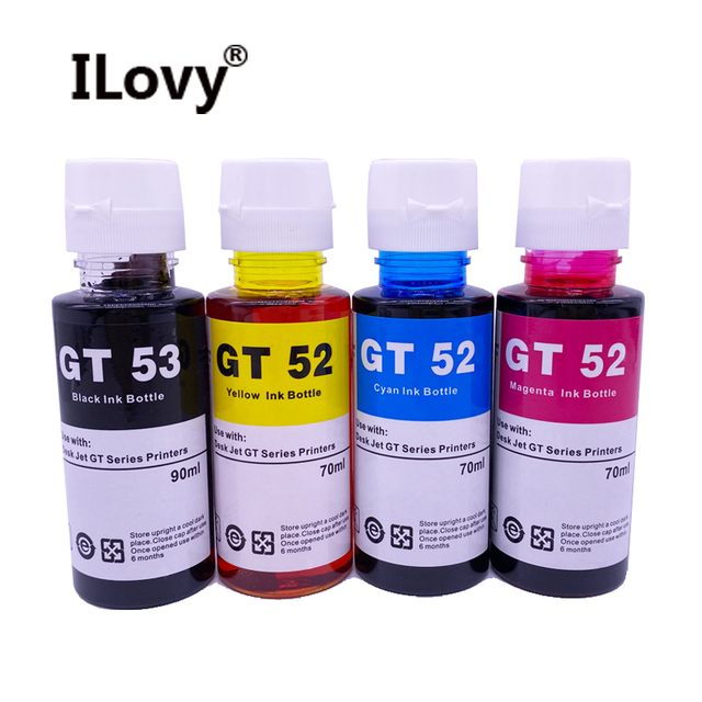 GT53 GT52 Bottle Refill Dye Based Ink Kits Compatible for HP DeskJet GT5810 GT5820 GT5822 GT5812 CMYK Inkjet Printer Dye Ink