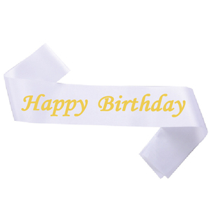 Hstyle Sash d'anniversaire en tissu doux imprimé à l'encre, ceinture de cérémonie, fournitures et cadeaux de fête, sash d'épaule Joyeux Anniversaire - Product Image 2