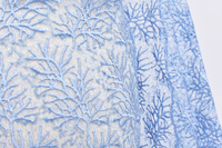 Dentelle tressée à paillettes, dentelle française bleu clair, tissu en dentelle blanche brodée, 100% polyester élastique pour robes de mariée