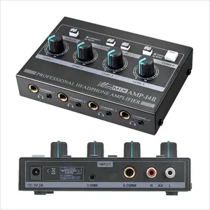 Amplificador de auriculares profesional Demao I4II con interruptor de encendido de Control de volumen independiente para mezclador de sonido de Karaoke