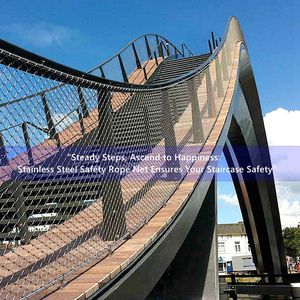 Anyaman polos 304 tali baja tahan karat jaring untuk pagar taman perlindungan & pegangan tangga panel jaring keselamatan - Product Image 3