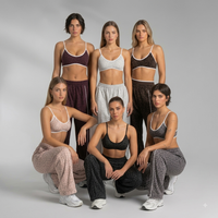 Leopardenmuster 2-teiliges Yoga-Set für Damen Nahtloser Kurzer Sport-BH Weite Jogginghose Workout-Trainingsanzug Activewear Fitness-Anzug