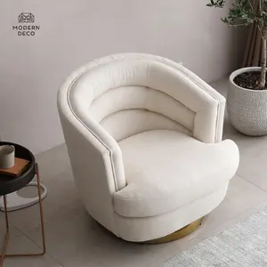 Fauteuil pivotant en velours bouclé, confortable et moelleux, pour se détendre - Product Image 1