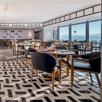 JEILI Ensemble de mobilier de restaurant moderne avec table et chaises, design hôtelier commercial personnalisé, banquette incurvée et plateau rond en bois
