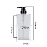 Bouteille de shampooing en plastique carrée de haute qualité de 16 oz (500 ml) en PET brun avec logo personnalisé et pompe