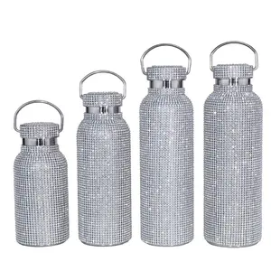 Grosir Botol Air Berkemah Perjalanan Olahraga Luar Ruangan Labu Vakum Berlian Botella De Agua Baja Tahan Karat Bebas BPA