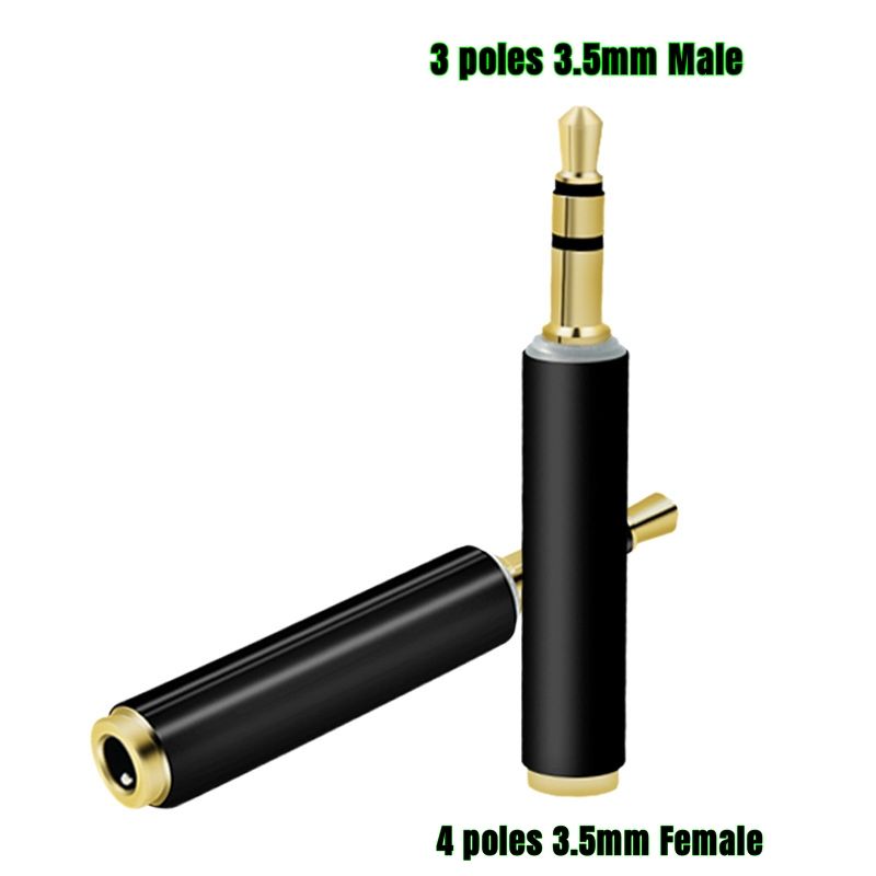 3.5mm 3 Pole Male to 4 Pole Female Black