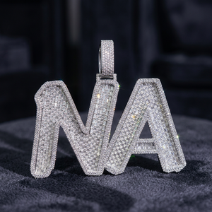 Pendentif Lettre NA Luxira Jewels en Argent 925 avec Moissanite Micro-Pavé Style Hiphop Unisexe Certifié - Product Image 1