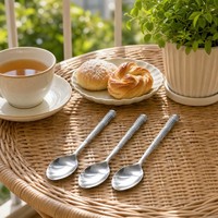 Lot de cuillères miroir en acier inoxydable 18/0, design ergonomique, robustes, pour la restauration, les cantines et les services alimentaires (vente en gros)