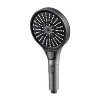 Pommeau de douche moderne en plastique chromé puissant avec valve en céramique, jet multiple, économie d'eau et arrêt unique