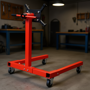 Support moteur 1500 lb, 4 bras réglables, tête rotative à 360 degrés, 4 roues, support moteur en métal rouge pour garage, réparation automobile - Product Image 2