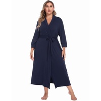Robe de chambre en modal pour femme, col en V, manches longues, ceinture à nouer, robe de nuit, vêtement de détente, kimono, peignoir