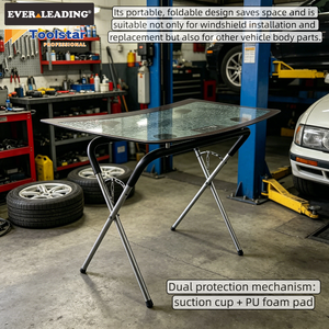 Banc de travail pliable robuste pour vitres automobiles - Tubes en acier renforcés, ventouses antidérapantes |   Outil de réparation pour vitres de véhicules - Product Image 1