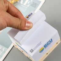 Notes autocollantes carrées en papier avec support en bois tridimensionnel personnalisé, impression latérale, logos personnalisables, publicité