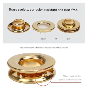 Customized Size Gold Plated Metal <strong>Eyelet</strong> With Claw Teeth Grommet For Shoes Bags And Tarpaulin - Product Image 3