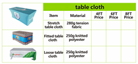 Couverture de table en Spandex 4FT/5FT/6FT/8FT nappe extensible avec logo d'entreprise personnalisé pour fournitures de fête promotionnelles