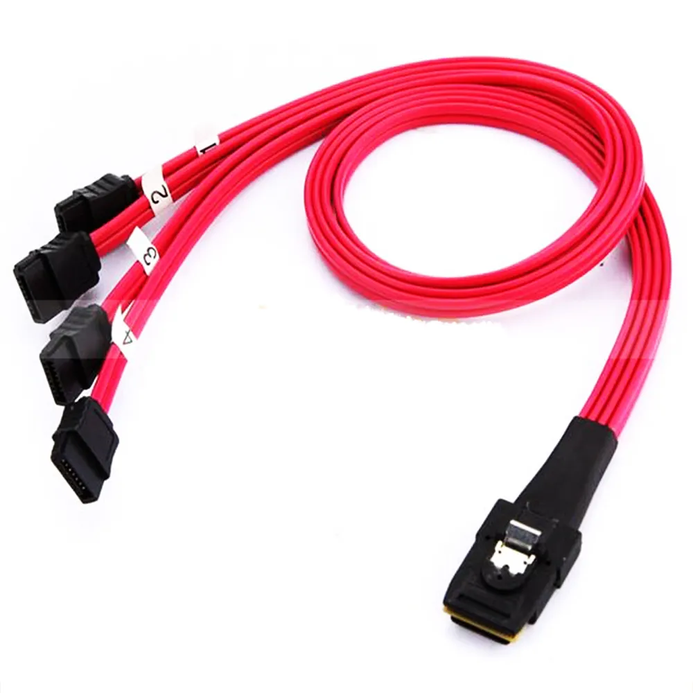 50cm Mini SAS Host Controller 4 SATA Target Backplane Splitter Cable Red/Blue Color