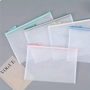 Wholesale Size A4 Colorful 30pcs PVC Mesh Zipper <strong>Document</strong> <strong>Pouches</strong> Transparent File Bag for Stationery and <strong>Travel</strong> Storage - Product Image 4