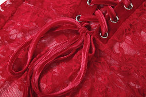 C0970 Nuovo <span class=keywords><strong>Abito</strong></span> Lungo Invernale da Donna <span class=keywords><strong>Senza</strong></span> <span class=keywords><strong>Spalline</strong></span> con Pizzo Trasparente Sexy <span class=keywords><strong>Rosso</strong></span> - Product Image 6