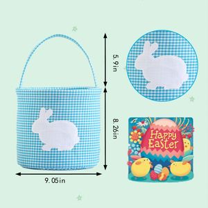 Bolsa de Regalo Personalizada con Diseño Clásico de Conejito a Cuadros, Bordada, para la Caza de Huevos de Pascua - Product Image 6