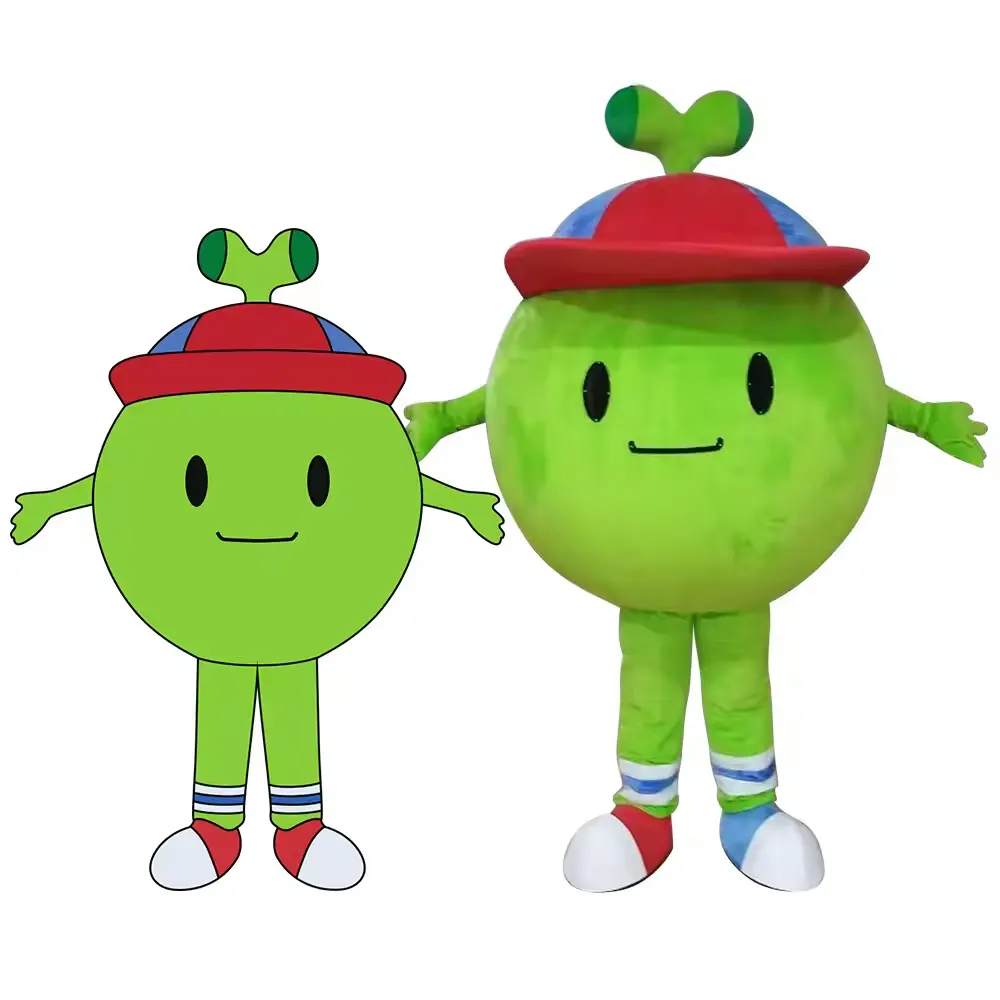OEM individuelles Cosplay Kostüm lustiges grünes Zitrone-Design Party Kostüm Erwachsenengröße Zitrone Früchte Maskottchenkostüm