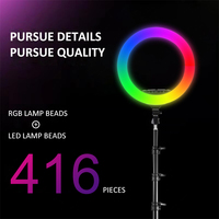 Anneau lumineux LED 10/6/8/10/12/13/14/50/16/18 pouces, support pour téléphone (rvb), lampe annulaire pour photographie, vidéo en direct, Selfie, avec trépied