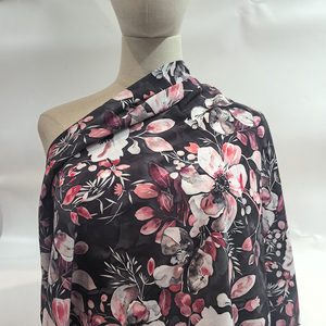 Mới Nhất Thiết Kế Polyester Dày Mềm Koshibo Crepe Voan Vải Với Màu Đỏ Hoa In Cho Váy Cưới - Product Image 6