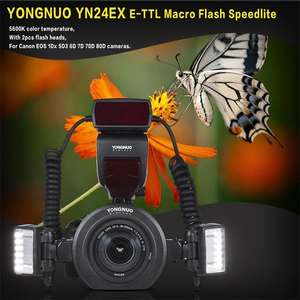 YONGNUO YN-24EX <span class=keywords><strong>Flash</strong></span> annulaire macro Speedlite avec 2 têtes de <span class=keywords><strong>flash</strong></span> et 4 anneaux adaptateurs pour <span class=keywords><strong>Canon</strong></span> 5D Mark II 5D Mark III 6D <span class=keywords><strong>7D</strong></span> - Product Image 5