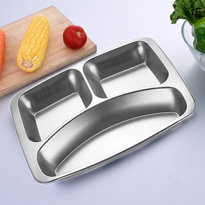 Assiettes à Diviser en Acier Inoxydable, Plateau à Dîner Rectangulaire à <span class=keywords><strong>3</strong></span> Compartiments, Plaques Métalliques pour Enfants Adultes et Enfants, Passe au Lave-Vaisselle - Product Image 6