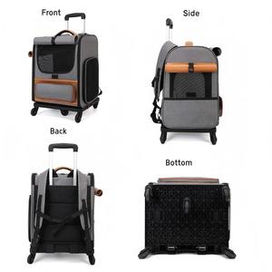 Valise à roulettes avec ventilation - Sac de transport pliable pour deux chats et un chien, grande capacité, chariot portable pour animaux de compagnie - Product Image 5