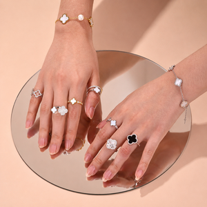 18K Gold Plated Trendy <b>Stacking</b> <b>Ring</b> 925 Sterling Silver Accessories Femme Open Four Leaf Clover Jewelry <b>Rings</b> Set for Women - Product Image 6