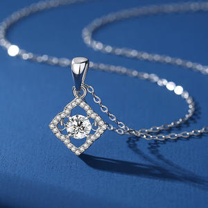 SPJ gioielli raffinati da donna rombi lessed Out Diamond Link placcato oro rosa S925 argento Sterling quattro foglie collana pendente con quadrifoglio - Product Image 3