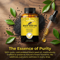 Huile de Nigelle en Gouttes Liquides (60mL) 100% Pure Pressée à Froid, Végane, Soutient la Santé Immunitaire et la Mobilité