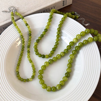 Collier élégant en agate verte perlée 6/8/10 mm, pierre précieuse naturelle, bijoux faits à la main pour femmes, unisexe, cadeau quotidien
