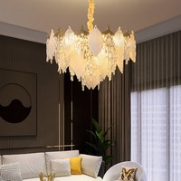 Luminaire français de luxe en feuille de verre doré Suspension d'éclairage Led Décoratif Lustre moderne