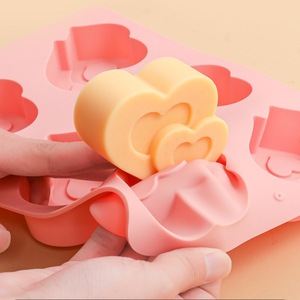 Double Heart <b>Silicone</b> Mold 6 Cavity <b>Baking</b> Cake Mold For Dessert Chocolate Pudding DIY Tools Commercial Use - Product Image 2