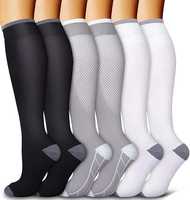Chaussettes de compression légères rayées en viscose de bambou 20-30 mmHg pour femmes et hommes