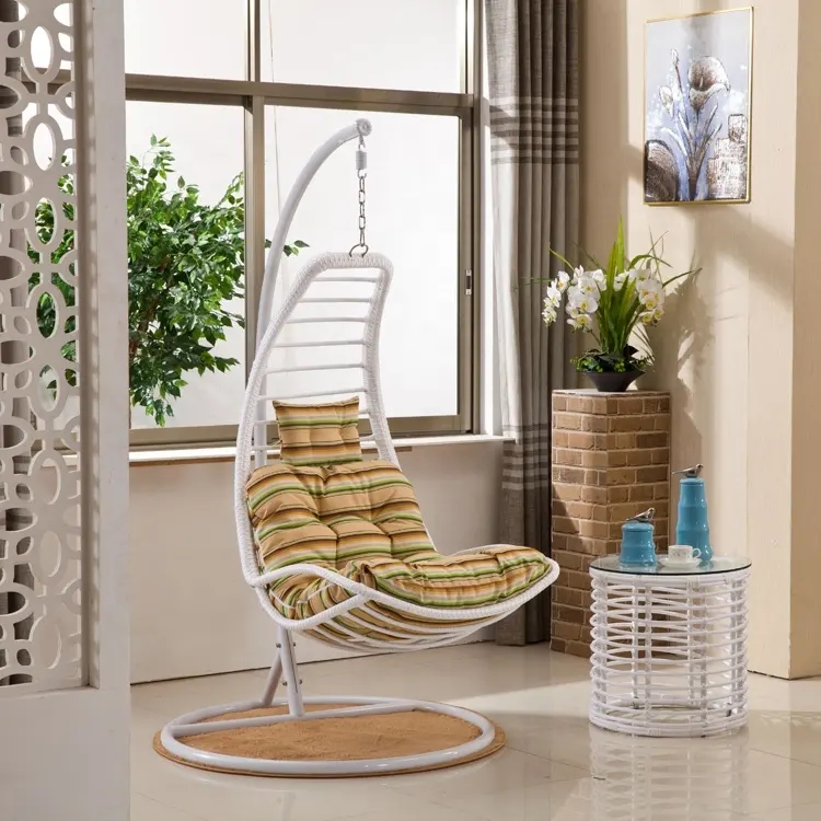 Garden Hanging Rattan Chair Patio Swing Chair With Stand Indoor Outdoor Furniture