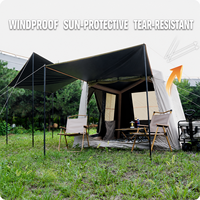 Tente de camping gonflable imperméable de 6,5 m² avec grand auvent, tissu Oxford 300D, tente familiale pour le glamping en plein air