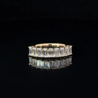 Bague d'éternité en or 10K 14K 18K avec diamants taille émeraude pour mariage