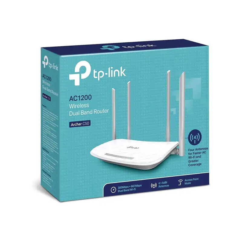 TP Link Archer C50 Cuatro antenas de 5dBi Banda dual AC1200 Enrutador WiFi inalámbrico mayor cobertura Punto DE ACCESO TP LINK