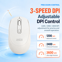 ASTA 2.4G Mouse Nirkabel Isi Ulang 1200 2400 3600 DPI Plastik Ergonomis Mouse Logo Kustom Untuk Penggunaan Kantor Grosir