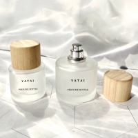 Flacon de parfum vintage en verre dépoli transparent avec couvercle en bois, capacité 30ml/50ml/100ml, sérigraphié, vide, pour aromathérapie
