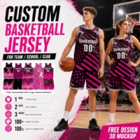 Maillot de basket-ball personnalisé avec logo d'équipe, sublimation, nom et numéro, tenue de basket-ball rose, uniformes d'entraînement de basket-ball