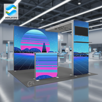 Stand d'exposition modulaire haut de gamme pliable par sublimation, design moderne, bannières publicitaires en tissu, caissons lumineux SEG