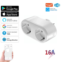 Enchufe Inteligente Doble WIFI EU 16A 100-240V, Enchufe Inteligente Wifi Esp8684, Control por Voz con Alexa y Google Home, Enchufe Inteligente Tuya EU