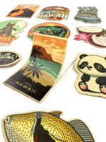 Autocollants durables en bois de bambou personnalisables DIY Design multi-scénarios étanches UV Étiquettes d'emballage respectueuses de l'environnement