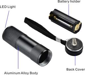 Lampe torche UV portable en aluminium à 12 LED puissantes, lumière noire ultraviolette, USB, longueurs d'onde 395nm 365nm, magnétique, vente en gros - Product Image 5